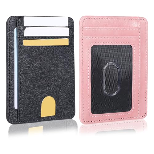 2pcs Slim Minimalist Wallet,Slim Wallet for Men,Front Pocket Wallets,RFID Blocking Leather Wallets,Credit Card Holder for Men and Women,Protable Gifts For Him Her