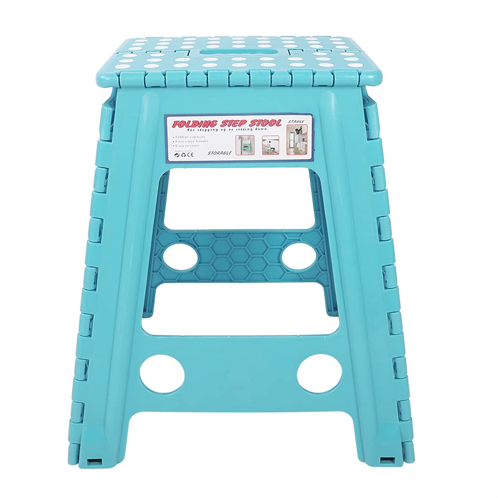 Tissting Foldable Step Stool with Anti Slip, Portable Plastic Dots Design for Adults Indoor Home Use (white dot sky blue) โ image 1