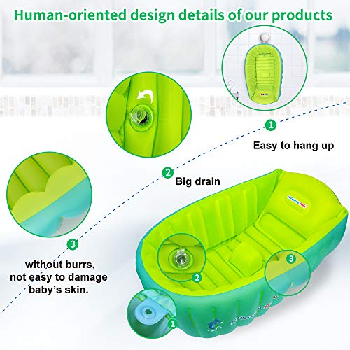 Image of | Inflatable Baby Bathtub,Newborn Bathtub Seat for Infant,Non-Slip Baby Pool for Sitting up,Foldable Toddler Tub Shower,Portable Travel Bath for Kids 0-6 Year (Multi, Animal Print)