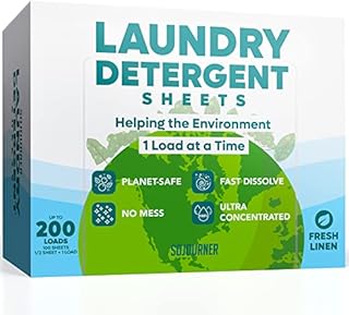 Eco Friendly Laundry Detergent Sheets (100 sheets 200 loads) Laundry Sheets - Plant based Free and Clear Laundry Strips for HE machine, travel, home clothes washing (Fresh Linen)