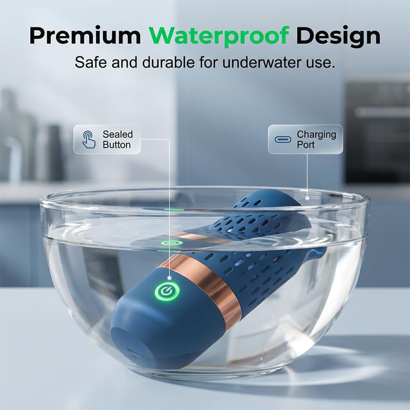 Lavaggio portatile di frutta e verdura, purificatore alimentare senza fili, detergente ricaricabile USB per frutta, verdura, carne, riso, cereali, stoviglie da cucina (1, blu marino), giallo navy