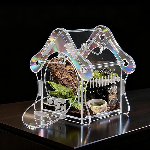 Image of Jumping Spider Enclosure Kit, Acrylic Habitat with Magnetic Door, 3.5 inch L x 3.5 inch W x 4.9 inch H, for Jumping Spiders, Tarantulas, Mantis, Beetles