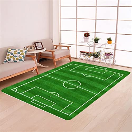 Fútbol Deportivo Alfombras de Campo Verde Pelo Corto Alfombra de Juego para Niños Impresión de Fútbol en 3D Sala de Estar Dormitorio Alfombra de Jardín Cocina Felpudo Salón (Color 2,50x80 cm)