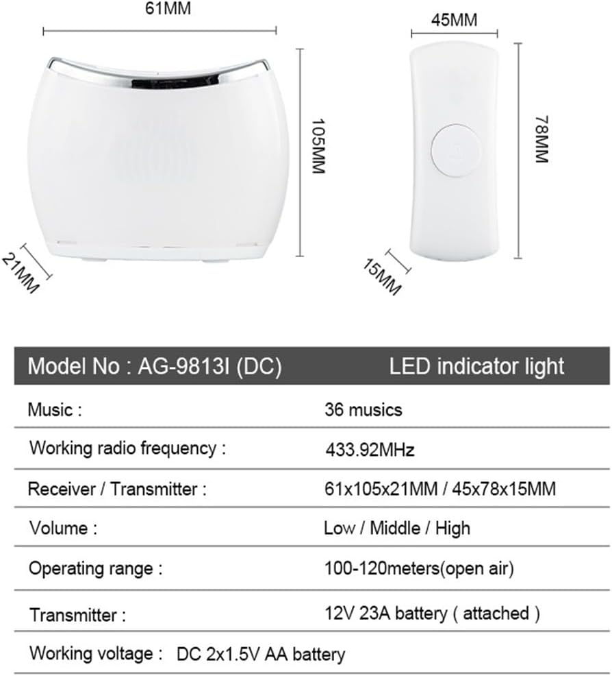 HBJWOV Doorbell Home Intelligent Long Distance Electronic Remote Control Waterproof Door Ling 1 Drag 2