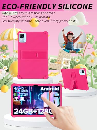 Coque DOOGEE U12 en silicone rose avec support réglable pour tablette Android 12 pouces - 2