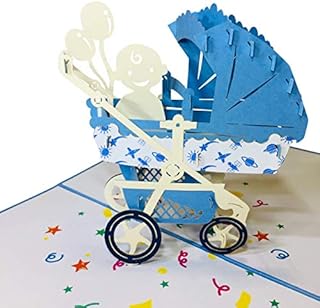 Baby Shower Pop Up Card for Boy or Girl by DEVINE CARDS | New Baby Pram Congratulations Card | Welcome Home Baby Shower Card | 3D Gift Card Love Popup Cards | Congratulations Baby Card