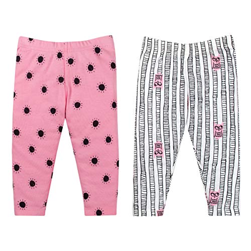 Lamaze Organic Baby Baby Girls Pull On 2 Pack Leggings, Pink Owls, 9 Months