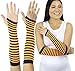 ToBeInStyle Women's Striped 100% Nylon Arm Length Warmers - Black with Orange Stripes