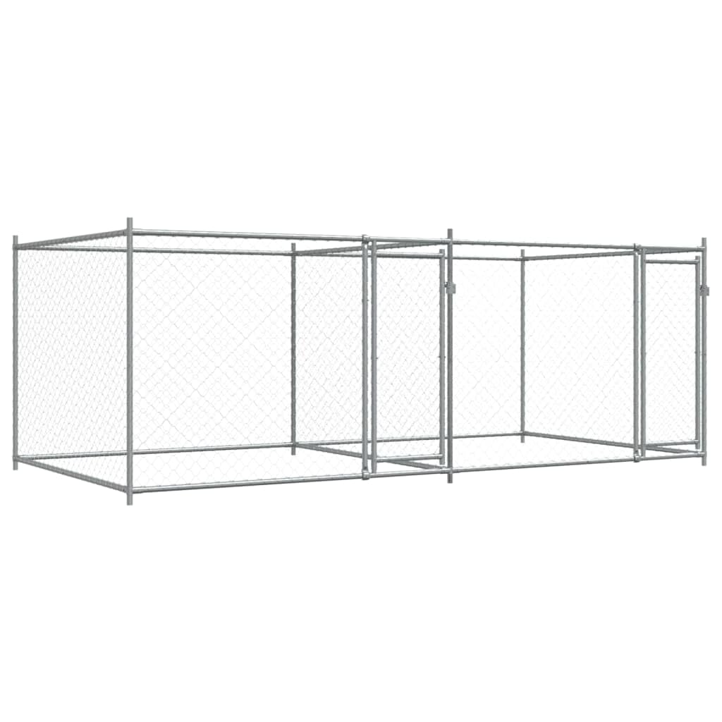 Cage pour chien avec portes gris 4x2x1,​5 m acier galvanisé