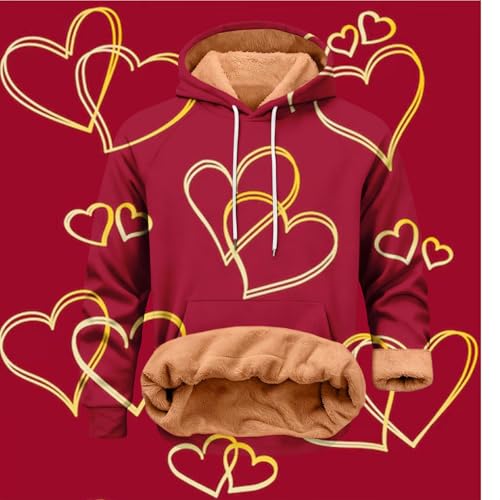 Sudadera de San Valentín para niños y hombres con estampado de corazón y capucha 3