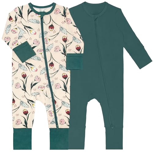 Image of hibshaby Baby Footless Pajamas Girls Boys Zippy Pjs Rayon Made from Bamboo Sleepers Sleep 'N Play Romper - 0-24 Months