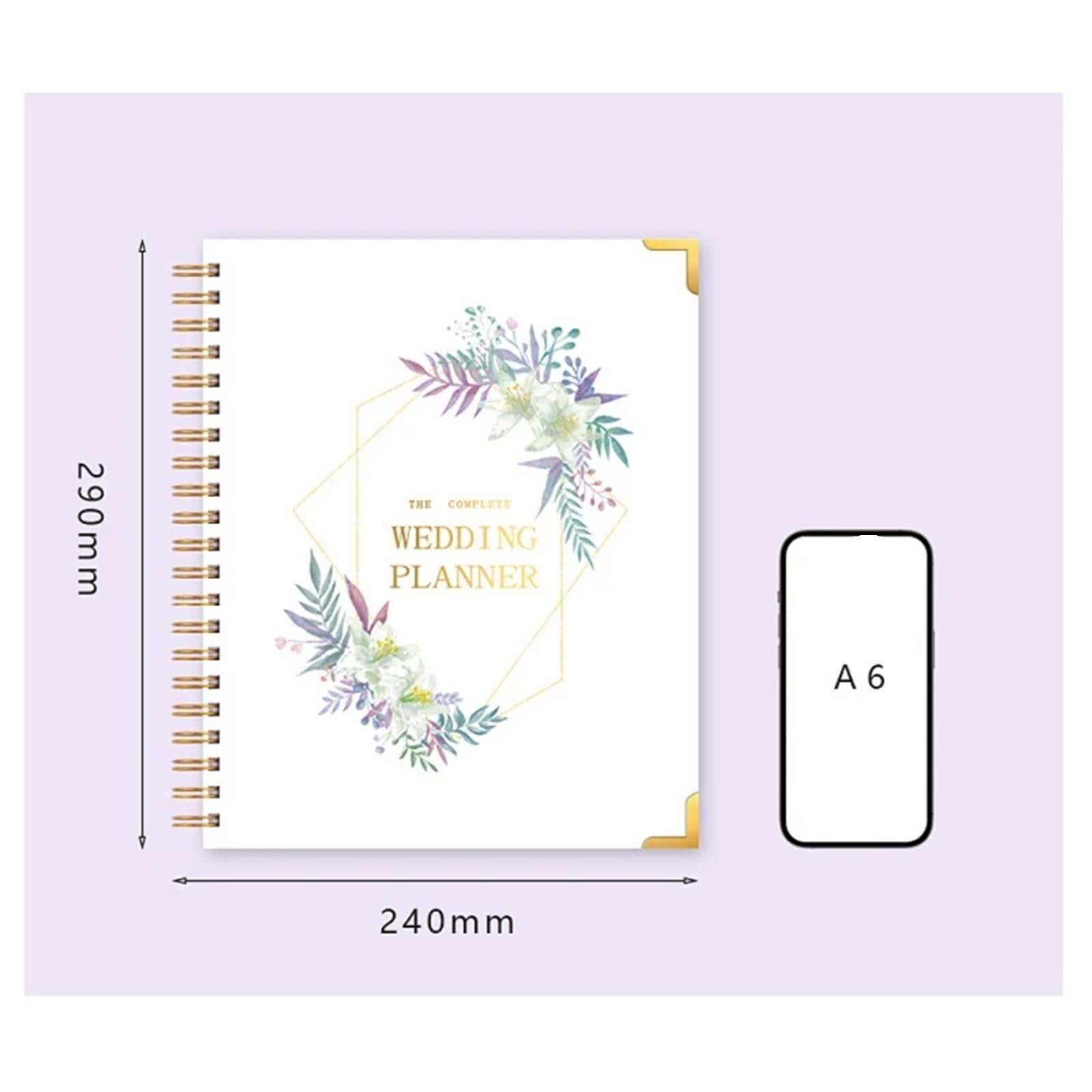 Hochzeitsplanungsbuch Hochzeitsplanerbuch for die Braut, Hochzeitsplanungs-Organizer mit 5 Registerkarten, Hardcover mit Metallecke Für Hochzeiten, Jahrestage