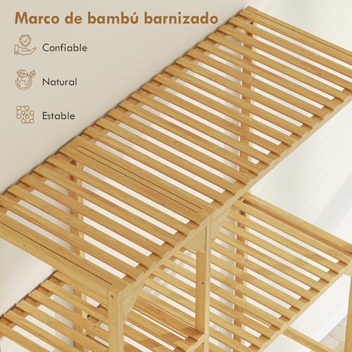 HOMCOM Estantería para Lavadora de Bambú, Mueble para Lavadora o Inodoro con Estantes Reversibles y Ajustables, Ahorra Espacio, para Lavandería, Baño, Madera Natural - imagen 6