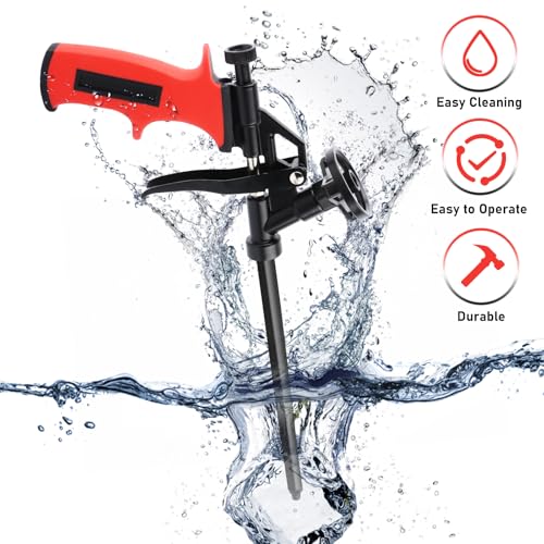 TNOMSNO Schaumpistole, PU Schaumpistole Teflon-beschichtete Bauschaumpistole, Schaumpistole mit Schalter No-Clean mit 5 Schläuchen, Schaumpistole zum Abdichten, Füllen