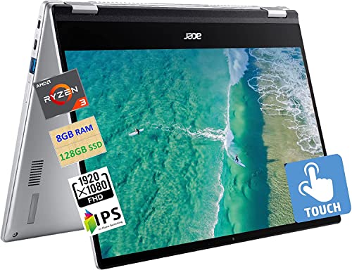 Acer 2023 Newest Spin 514 2-In-1 Convertible Chromebook,Amd Ryzen 3 3250C (Up To 3.5Ghz),14 Inch Fhd Ips Touchscreen,8Gb Ram,128Gb Emmc,Wifi,Backlit Keyboard,12+ Hours,Silver #TOP25