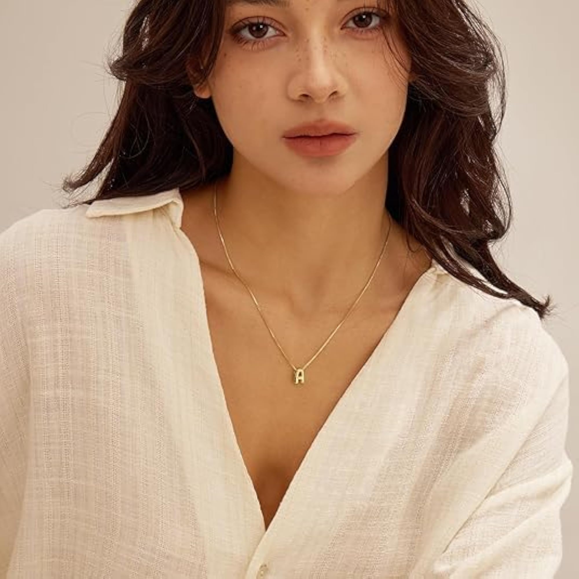 Women's 14K Gold Plated Cute Bubble Letters Choker Necklace