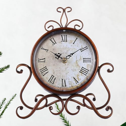 Reloj de mesa retro con acabado antiguo de hierro decorativo duradero 7