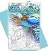 Art Eclect Beach and Sea Greeting Note Cards to Color for Adults and Children | 12 Birthday or Thank You Note Cards | Blue Envelopes Included