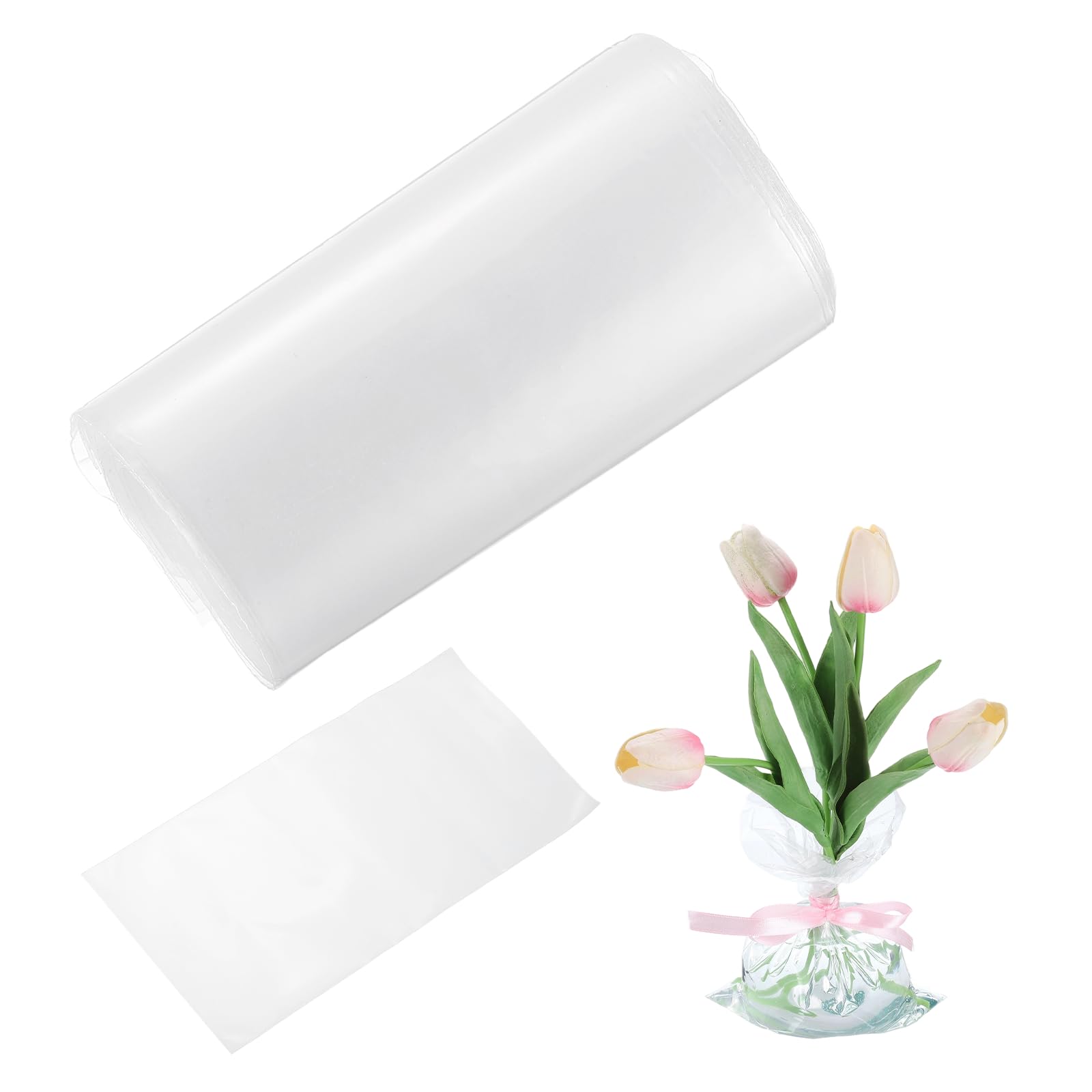 YELARXI Transparent Flower Packaging Bags, Clear Flower Bouquet Water Retention Bag Floral Wrapping Paper Sleeves- Fitting for (Floral Shops/Birthday/Graduation), 7.9 x 3.9 Inch & 150 Pcs