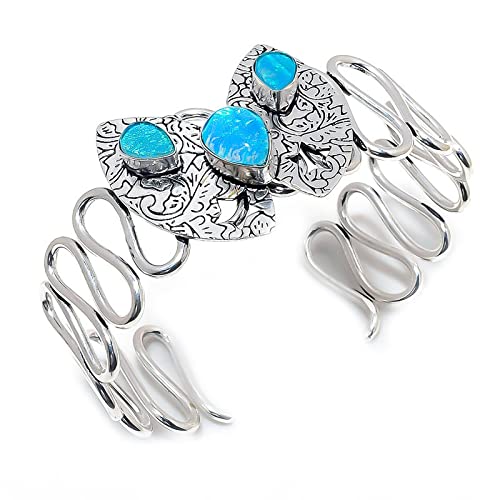 Bracelet manchette triple opale ajustable pour look chic quotidien