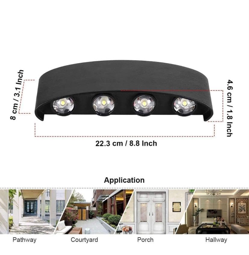 Image of blissbells 8 Way LED Wall Light | Modern Decorative Up Down Wall Lamp with Warm White Light | Designer Wall Sconce for Living Room, Bedroom, Staircase & Hallway