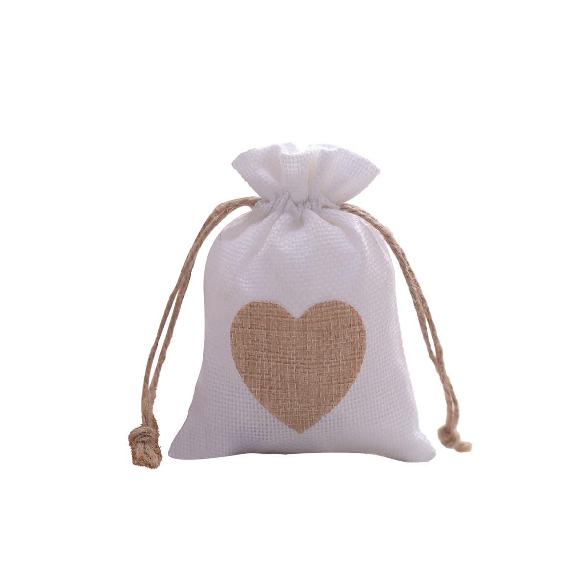Lot de 55 petits sacs cadeaux en toile de jute - Avec cordon de serrage - Petits sacs en lin - À remplir - Pour bijoux, mariage, Noël, fête (blanc, 95 x 130 mm)