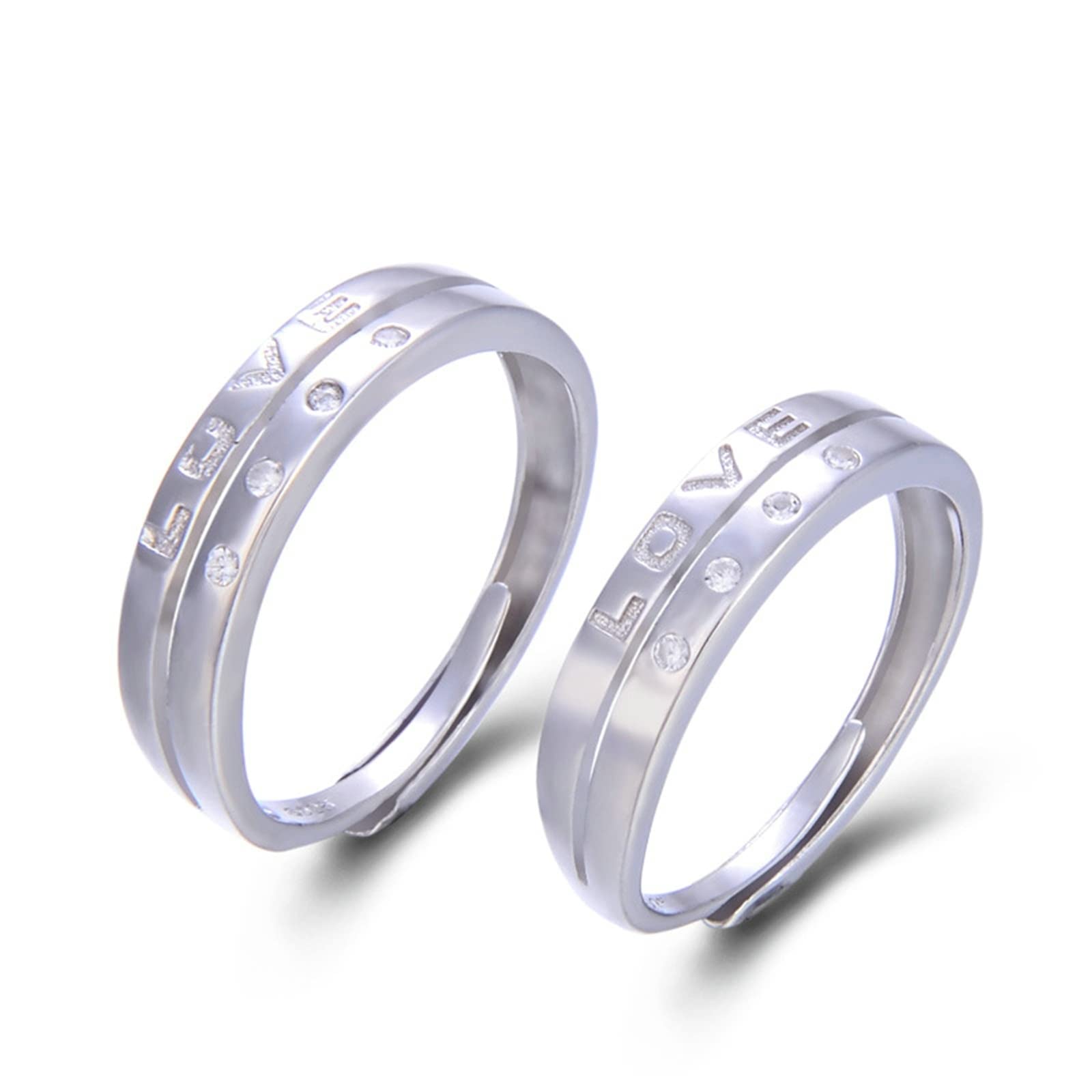 Fedine Argento, Anelli Coppia Cute Amore Inciso Modello Argento Sterling S925 Anello di Coppia Regalo di Anniversario