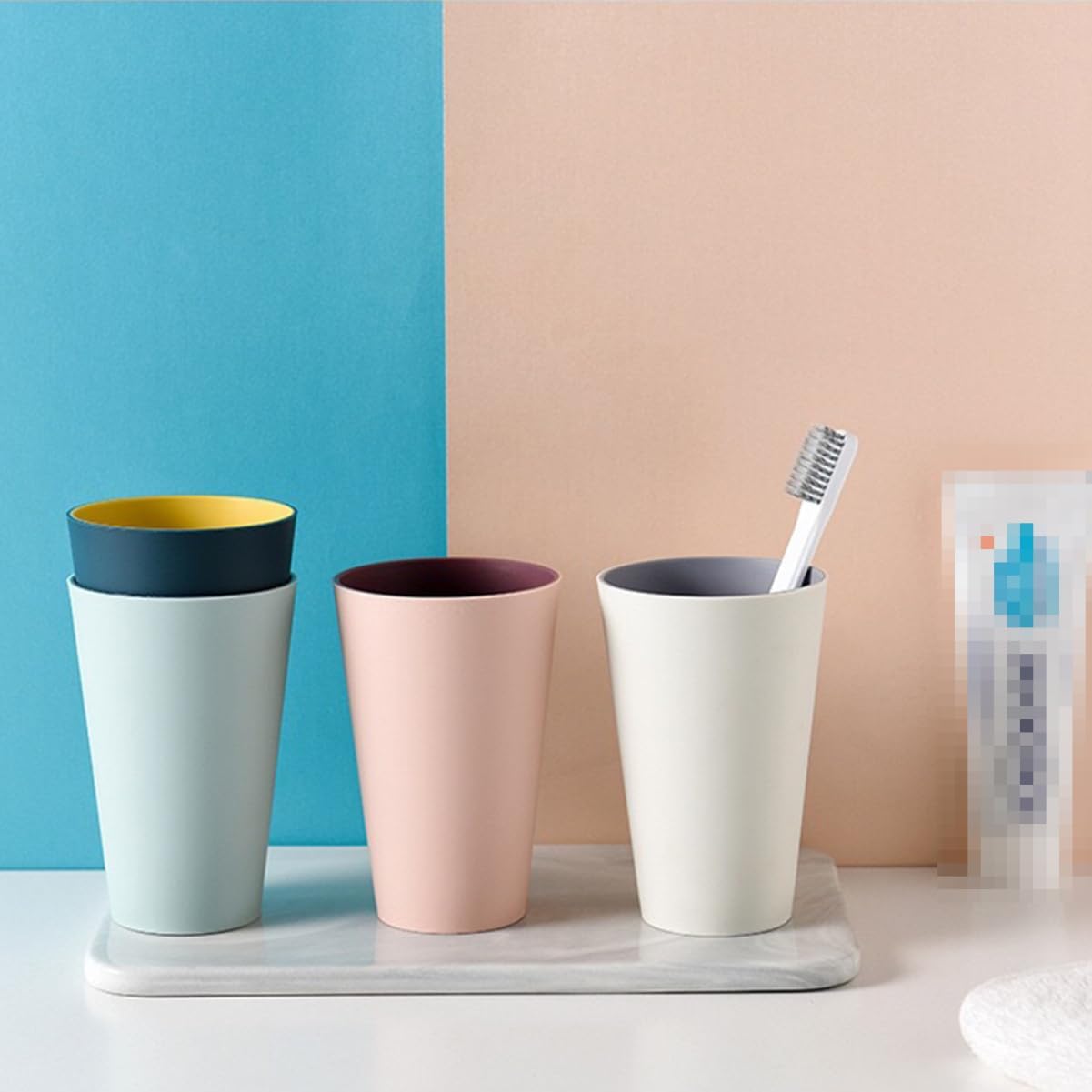 MAGICLULU 2pcs Simple Toothbrush Cup Family Toothbrush Tumbler Portable Washing Cup for Bathroom Kitchen