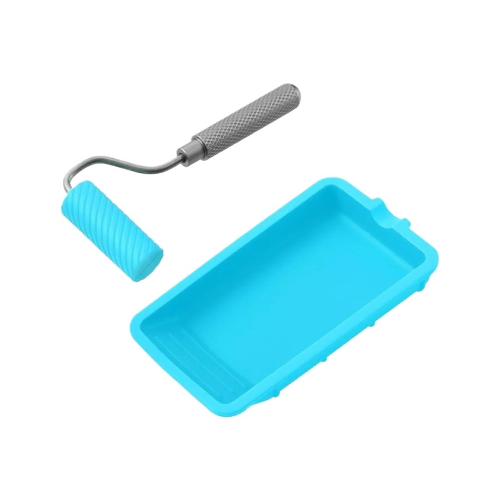 Fácil de limpiar los 48Mm la manija aluminio del tamaño mini rodillo pintura suave silicón(Blue)