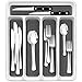 RayPard 20-Piece Silverware Set, Flatware Set Mirror Polished, Dishwasher Safe Service for 4, Include Fork/Spoon with 5-Compartment Non Slip Silverware Drawer Organizer Box Tray