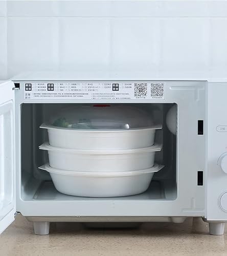 Foto von MVSR 3 Stück Mikrowellengeschirr mit deckel Mikrowellenteller, BPA-frei, Geschirrspüler, Gefrierschrank Safe, 3L, Weiß/Klar