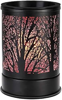 Enaroma Fragrance Wax Melts Warmer with 7 Colors LED Changing Light Classic Black Forest Design Scent Oil Candle Warmer