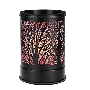 Enaroma Fragrance Wax Melts Warmer with 7 Colors LED Changing Light Classic Black Forest Design Scent Oil Candle Warmer