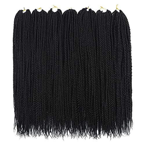 Crochet Braids Senegalese Twist Crochet Hair 7 Packs Pre Looped Micro Senegalese Twist Braiding Hair Ombre Crochet Braids for Women(18 inch,1B)