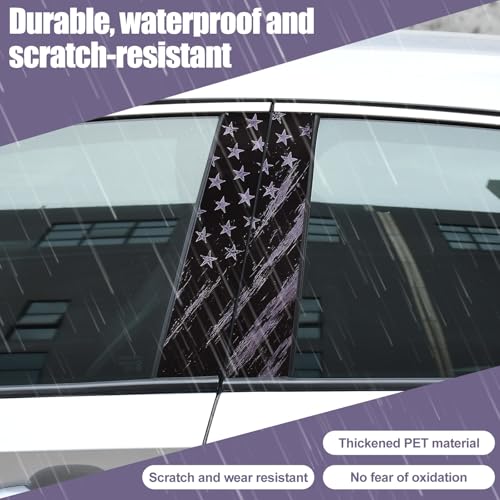Image of Blueshyhall 2PCS Car B-Pillar Vinyl Decals, Black Star Spangled Banner Personalized Vehicle Door Pillar Sticker, HD Printed PET Waterproof Sun Protection Scratch Cover
