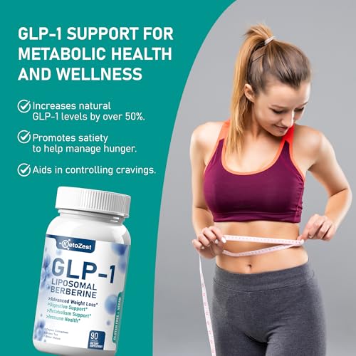 KetoZest GLP-1 Weight Loss Support Supplement - 15-in-1 GLP1 Booster for Support Weight Management Appetite Suppressant Fat Burn for Women Men - with Liposomal Berberine HCl Bitter Melon Citrus
