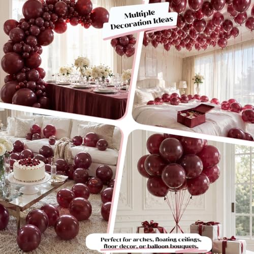 Image of Togvu Burgundy Balloons, 50Pack 12 Inch Dark Wine Red Maroon Latex Party