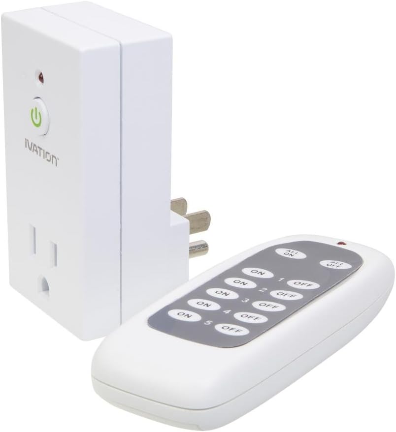Ivation Programmable Wireless Remote Control 110V AC Plug in Outlet Switch Socket - 5 Pack - for Use With All Electronics, Appliances, Lighting and Electrical Equipment - Radio Frequency Technology Works Through Walls Up To 90 feet Away *Battery Included* Newest Version - Compact Design
