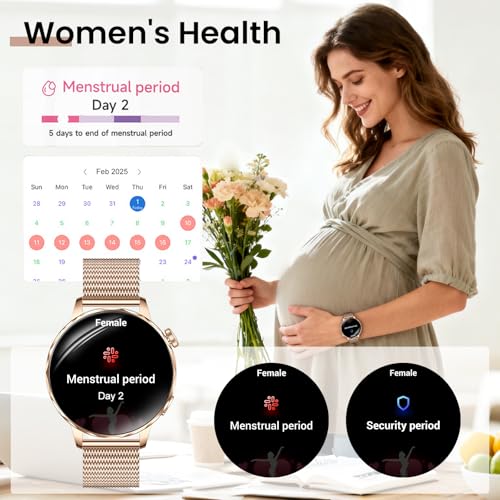 Image of Smart Watches for Women, 1.27'' Smartwatches (Answer /Make Calls) Compatible with iPhone /Android Phones, IP68 Waterproof Fitness Tracker Watch with Sleep Monitor,100+ Sports Modes (Rose Gold)