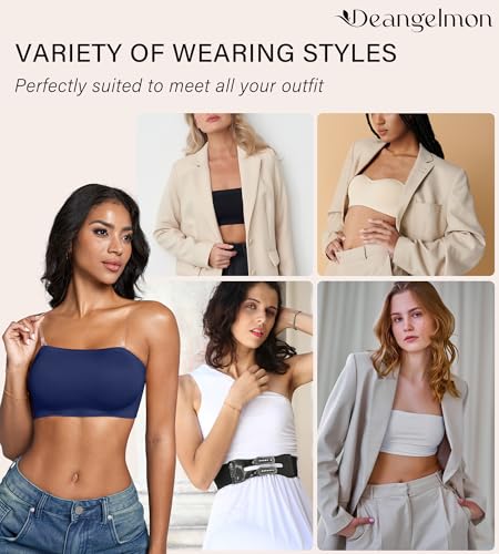 Image of DEANGELMON Strapless Bras for Women Non-Slip Silicone Bandeau Seamless Tube Top Bralette Comfy Non Padded Stretchy Stylish