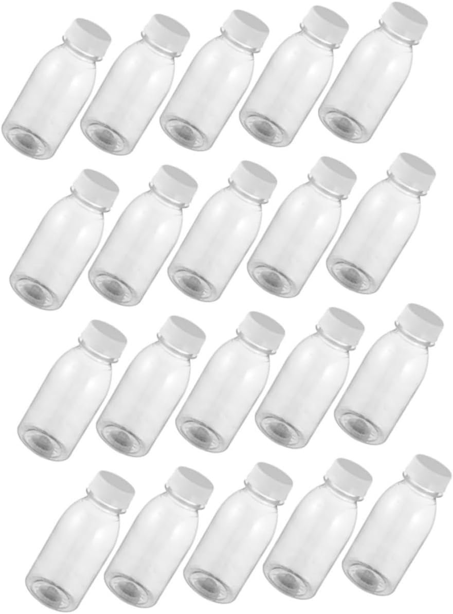 Angoily 20pcs Plastic Juice Bottles with Caps Food-grade Pet Containers for Milk Smoothies and Homemade Beverages Travel and School Use