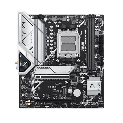 Image of ASUS B650M-AYW WiFi AMD B650 Micro-ATX Motherboard with DDR5, PCIe 5.0 M.2 Support, HDMI, Realtek 2.5Gb Ethernet, Wi-Fi 6, Rear USB 10Gbps Ports, Front USB 5Gbps Type-C, SATA 6 Gbps