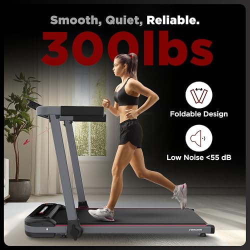 Image of Walden Sports Folding Electric Treadmill with Handle - Portable Running Machine LCD Screen - 6.2mp /h Adjustable Speed