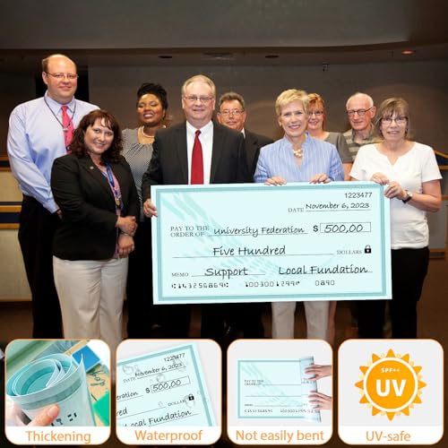 Giant Reusable Dry Erase Check 30x16 Inch - Large Presentation Board for Fundraisers & Awards | Oversized Donation Sign with 2 Markers (Green) - Thumbnail 4