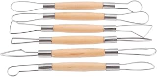 Clay Tools, 6PCS Clay Sculpting Tools Pottery Carving Tools Wooden Handle Double Ended Modeling Tools Double Head Ribbon Tool DIY Craft Set
