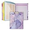 SITHON Spiral Klemmbrett Folio A4, Klemmbrettmappe mit nachfüllbarem Notizblock (29,2 x 21,6 cm), Spiral Klemmbrett Organizer mit 5 Trennwände, 10 Taschen für dokumentieren, (Marmor violett)