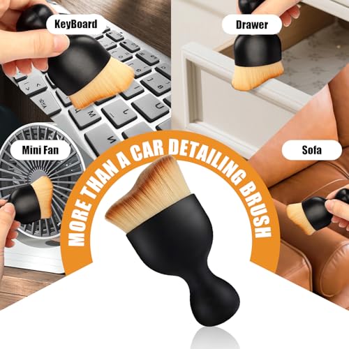 Image of Woyuosn Microfiber Car Detailing Brush - Dual Use for Wet & Dry Cleaning, Soft Bristles Interior Duster for Dashboard, Air Vents, Leather Seats, and Home Use