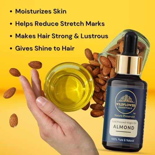 Image of Cold Pressed Sweet Almond Oil Pure & Natural for Face Skin Hair & Body (30ml)