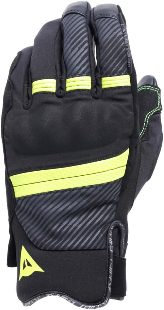 DAINESE Fulmine Motosiklet Eldiveni D-Dry Eldiven Black Yellow Flue
