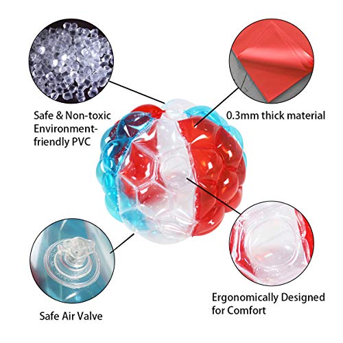 SUNSHINEMALL 2 PC Bumper Balls, Inflatable Body Bubble Ball Sumo Bumper Bopper Toys, Heavy Duty Durable PVC Vinyl Kids Adults Physical Outdoor Active Play (36inch, New red+Blue)